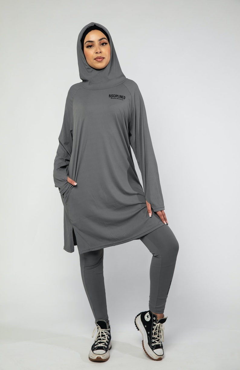 Modest Activewear/Swimwear Hoodie Essential Charcoal image 1