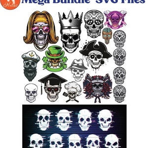 Skull Svg Bundle - Set Skull Svg Design Bundle - SVG Cdr PNG Ai Files For Cutting Machines - For Cricut - Digital Files - Vector Clip Art6