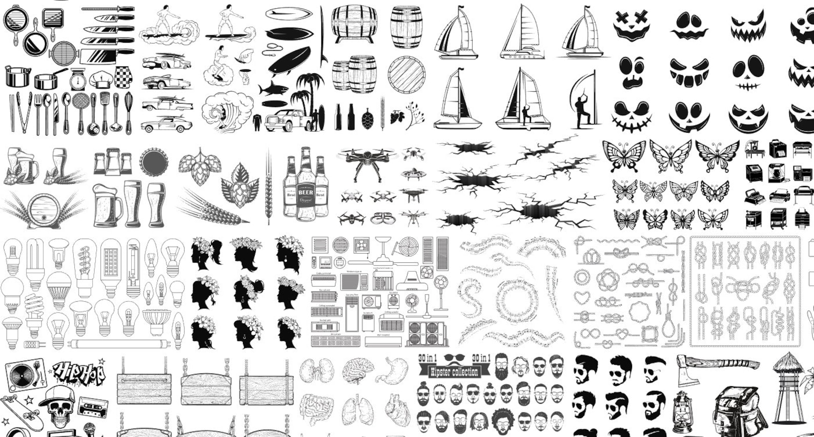 Svg Mega Bundle - Set Svg Design Bundle - Cdr PNG Ai Files for Cutting ...