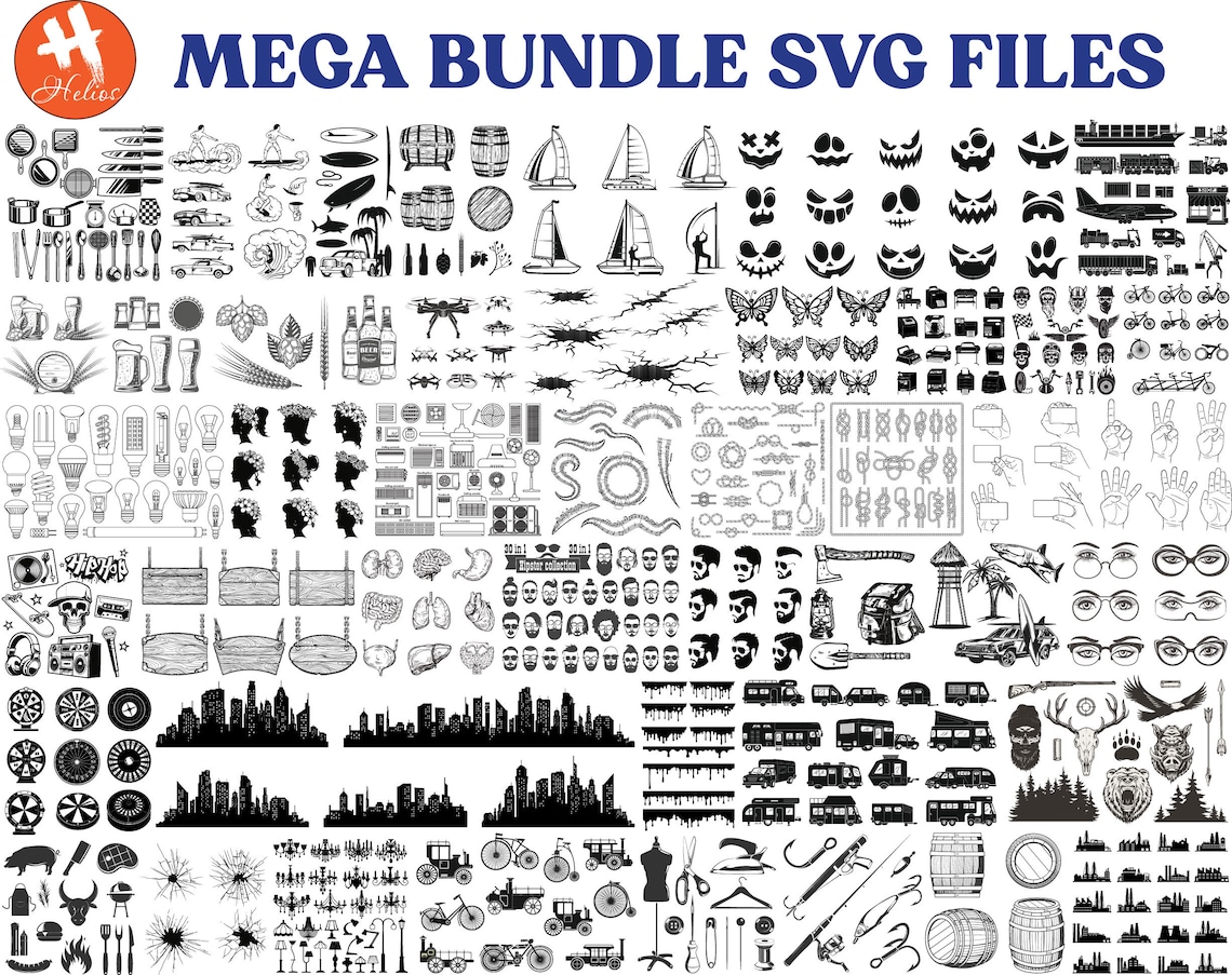 Svg Mega Bundle - Set Svg Design Bundle - Cdr PNG Ai Files for Cutting ...