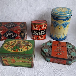 Various antique Verkade tins, rusk, De Gruyter, Mackintosh&#39;s