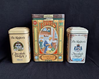 Douwe Egberts coffee tin and De Ruijter's chocolate flakes and sprinkles
