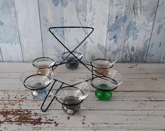 Stylish rack with 6 Czechoslovakia liqueur glasses