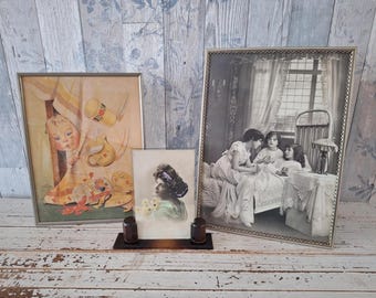 Vintage photo frames with old pictures
