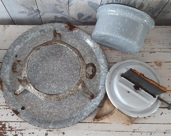 Ancien Brûleur De Cuisinière à Pétrole Georg Haller - Fonte émaillée 1 Mèche (1900-1920)
