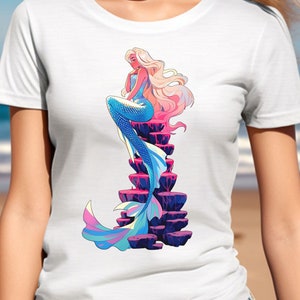 Mermaid Graphic Tshirt, Ocean-inspired Tee, Beach Print Shirt, Summer Fashion, Mermaid Lover Gift, Mermaid Tee, Beach Shirt, Summer T-shirt