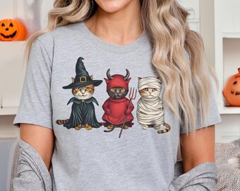 ヴィンテージ ハロウィン 猫シャツ、レトロな猫好きへのギフト、不気味な季節の T シャツ、かわいい秋の T シャツ、ダーク アカデミアの T シャツ、魔女の美学、猫の飼い主