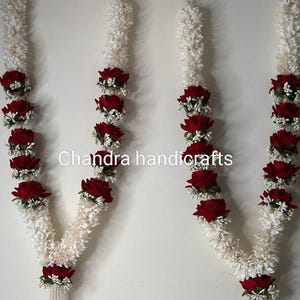 White and Red Rose Wedding Varmala , Indian Wedding Garland, Varmala, Saga Mala, Mogra Mala, Puja Mala