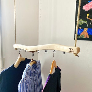 Clothes rail Hanging wardrobe &quot;Karl the Short&quot; made of peeled birch with great grain sanded and oiled