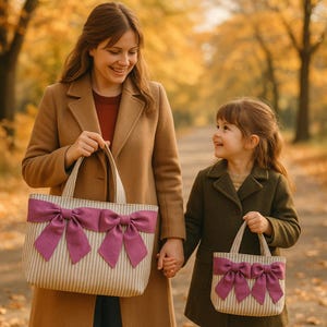 Quilted Bow Tote Bag Pattern Bundle | Mommy & Me | 3-Size Matching Set