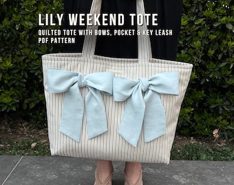 Easy Quilted Tote Bag with Bows – Sewing Pattern & Video Tutorial