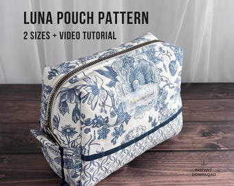 Luna Zipper Pouch Pattern | Quilted Makeup Bag | Beginner-Friendly Pattern with Video Tutorial | Cosmetic Bag DIY