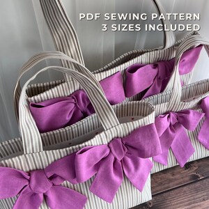 Quilted Bow Tote Bag Pattern Bundle | Mommy & Me | 3-Size Matching Set image 3