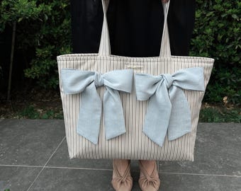 Easy Quilted Tote Bag with Bows – Sewing Pattern & Video Tutorial