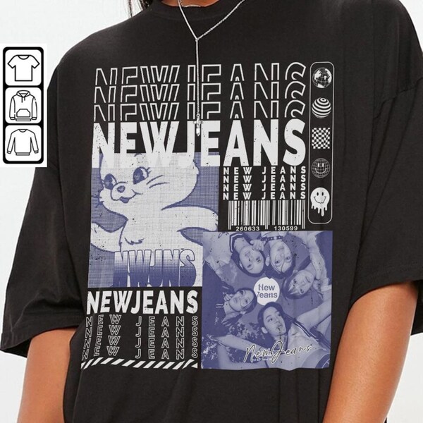 NewJeans Kpop Shirt, V1 Sweatshirt Y2K Merch Vintage NewJeans Tour 2023 Album New Jeans Unisex Hoodie