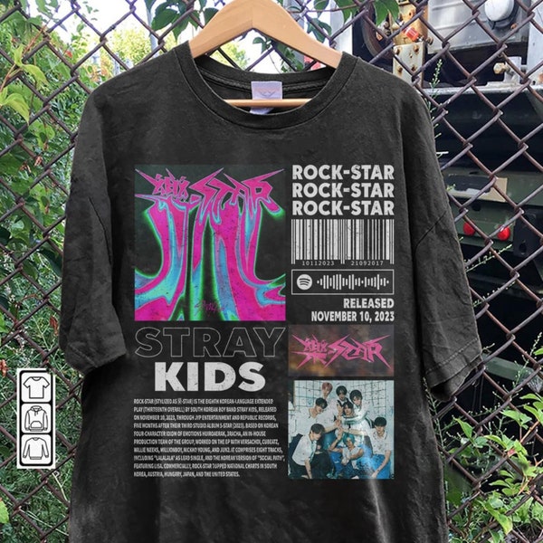 Stray Kids Kpop Merch Shirt, streunende Kinder ROCK-STAR Album 90er Jahre T-Shirt, Bts Kpop Geschenk Bootleg inspiriert Sweatshirt