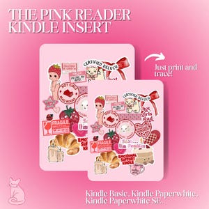 The Pink Reader Kindle Insert| Printable Kindle Insert for Clear Case| Kindle Decor| Kindle Insert| Kindle Paperwhite| Kindle Basic|