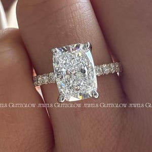 3 CT Elongated Cushion Cut Moissanite Engagement Ring, Wedding Ring, Cushion Cut Solitaire Ring, Anniversary Cushion Cut Moissanite Ring