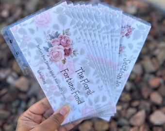 Fondo Floral Fortune™ / Reto de los 100 sobres / 10 secciones de 10 sobres / Sistema de ahorro fácil / Relleno de efectivo / Reto de la carpeta de presupuesto