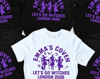 Alternative Hen Party T Shirts | Personalised Bride & Coven Tops | Witch Hen Do Shirts | Gothic Spooky Bride T Shirt | Matching Hen Tops