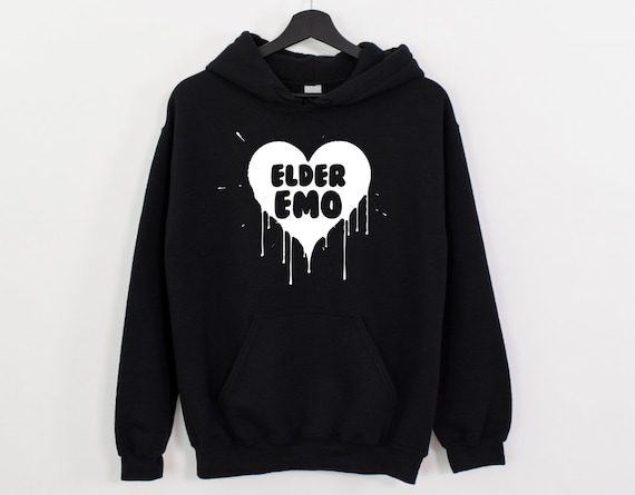 Elder emo t-shirt Emo hoodie it was never a phase spooky music lover fun goth punk rock alternative fashion gift  grunge black skull heart