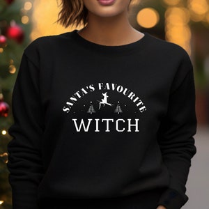 Santa's favourite witch, goth, alternative fashion, witchcore , gothic, christmas jumper sweater xmas gift black image 2