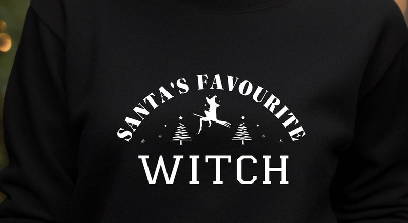 Santa's favourite witch, goth, alternative fashion, witchcore , gothic, christmas jumper sweater xmas gift black image 1