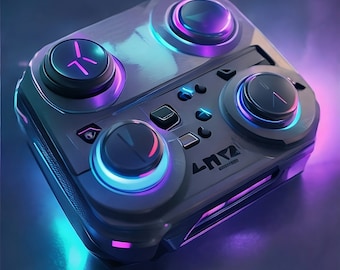 Cyberpunk Game Controller - Grafica digitale futuristica per gli appassionati di giochi