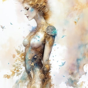 Ethereal Beauty: Digital Oil Painting of a Woman