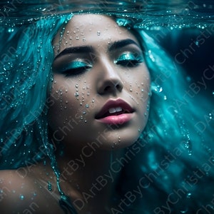 Enchanting Depths: Digital Artwork of a Mermaid Underwater - A Mystical Dive into the Deep
