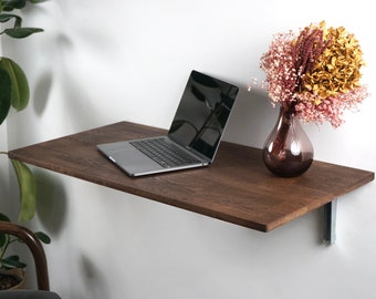 study table for home Solid Oak Folding Desk | Wall Mounted Floating Table | Notebook Table | Small Space Solution Murphy Desk