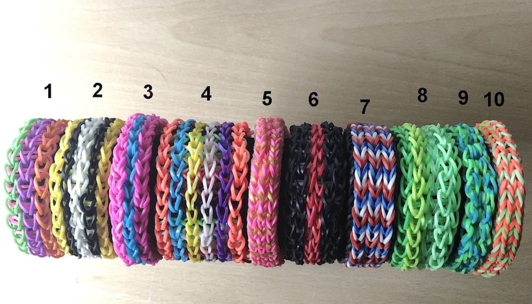 7 Loom Band Bracelets Different Designs and Colours Etsy