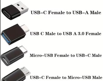 8 adattatori da USB a USB C neri
