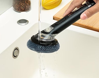 Cepillo para platos con dispensador de jabón y cabezal de fregado
