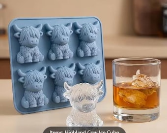 Stampo per cubetti di ghiaccio a forma di mini mucca delle Highlands