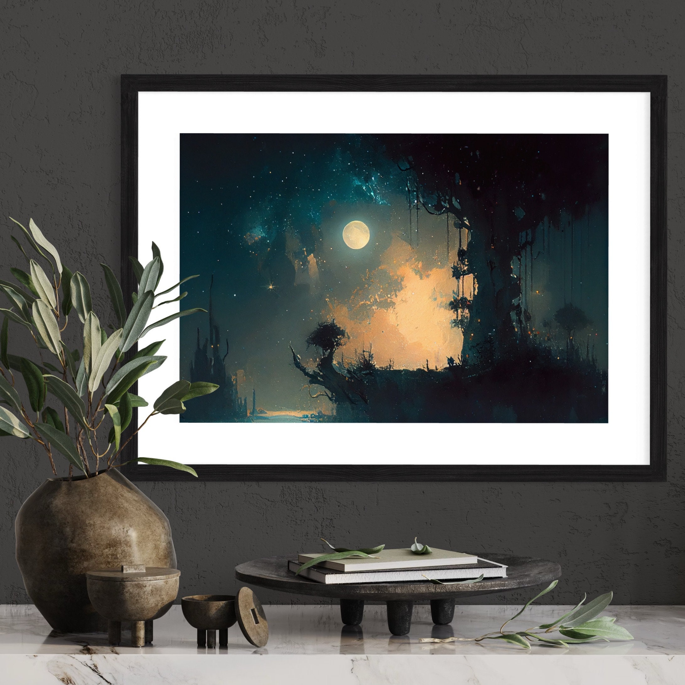Dark Academia Night Sky | Moody PRINTABLE Gothic Wall Art | Dark Art ...
