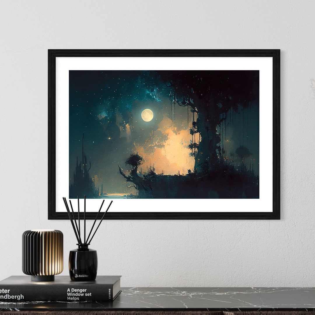Dark Academia Night Sky | Moody PRINTABLE Gothic Wall Art | Dark Art ...