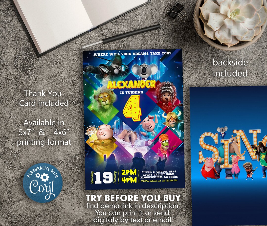 Sing 2 Printable Birthday Invitation Karaoke Girl Birthday - Etsy