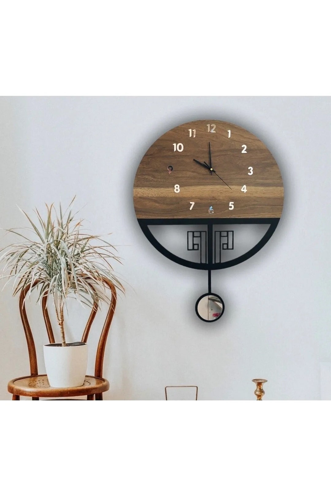 Square Large Wall Clock OAK Clock 14'' 36cm Wooden Etsy