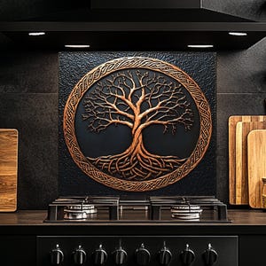 Tempered Glass Backsplash, Tree Glass Backsplash, Kitchen Backsplash Behind Stove, Glass Backsplash for Kitchen, Rustic Stove Backsplash