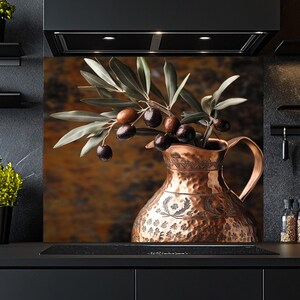 Tempered Glass Backsplash, Olive Branch Glass Backsplash, Kitchen Backsplash Behind Stove, Glass Backsplash for Kitchen, Stove Backsplash