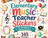 Music Teacher Goodnotes Stickers Digital Planner Bundle 145 PNG iPad Stickers Elementary School Precropped Instant Download Teaching Art