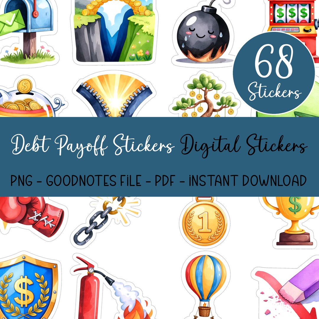 Technical Debt Sticker Debt Payoff Digital Stickers Bundle 68 Precropped PNG iPad Stickers ...