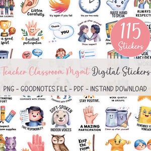 208 digitala lärarklistermärken, klassrumshantering, klassrumsklistermärken, digitala lärarklistermärken, Goodnotes-klistermärken pedagogiska