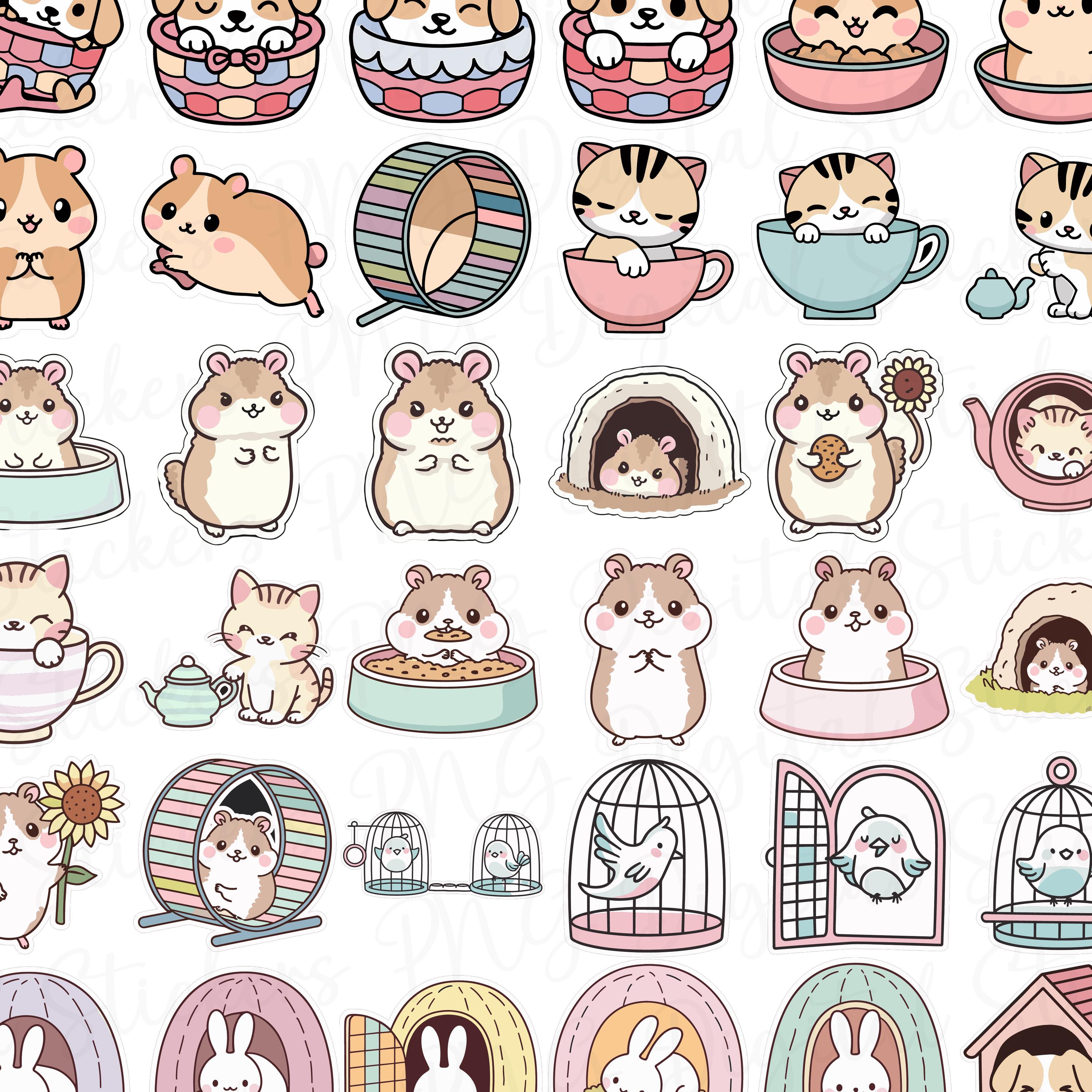 Colorable Pet Stickers 178 Cute Pets Stickers Digital, Cats Stickers, Dogs Stickers, Digital ...