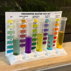 API- och NT Labs-kompatibel hållare för akvarieprovrör – Testkitställ med 5 platser och plats för färgkarta – Vattentestning för akvarier – MMS Design