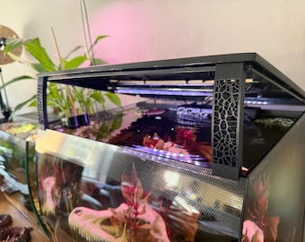 Fluval Flex 34L & 57L Aquarium Lid Riser Upgrade | Voronoi Design | Tilts Lid Up by 10cm | Aquarium Safe PETG | MMS Design Concepts