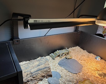 Adjustable T5 UVB Light Hanger for Tortoise Table | Back Hanging Reptile Lamp Riser | Custom Fit Wooden Vivarium Tank Bracket MMS