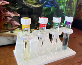 API & NT Labs Compatible Aquarium Test Tube Holder – 4 Slot Test Kit Stand, stylish design– Fish Tank Water Testing – MMS Design