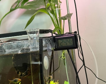 Aquarium temperature gauge Thermometer Probe hanger | Fish-tank Friendly  | MMS Design Concepts (optional temp probe included)